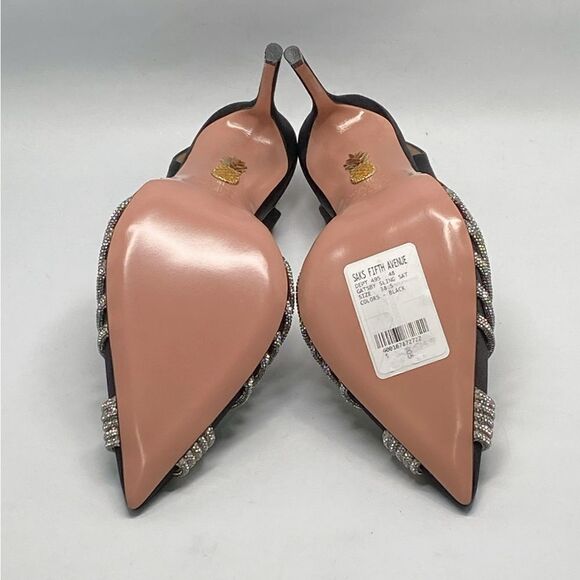 Aquazzura Gatsby Crystal-Embellished Satin Pumps size 38.5 - Picture 12 of 13